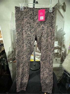 NEW Juicy Couture Sport Leggings Brown & Black Cheetah Print, Women's Size Large